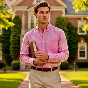 Lauren Ralph Lauren Men’s 17 32/33 Pink Oxford Button Up Dress Shirt Preppy Frat
